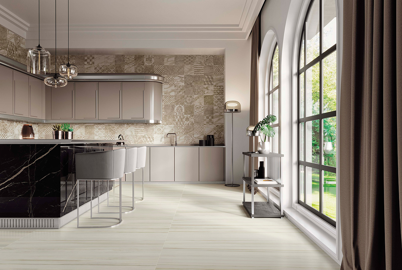 EMPIRE / LASA / CALACATTA BLACK POLISHED / CEMENTINE LIGHT POLISHED